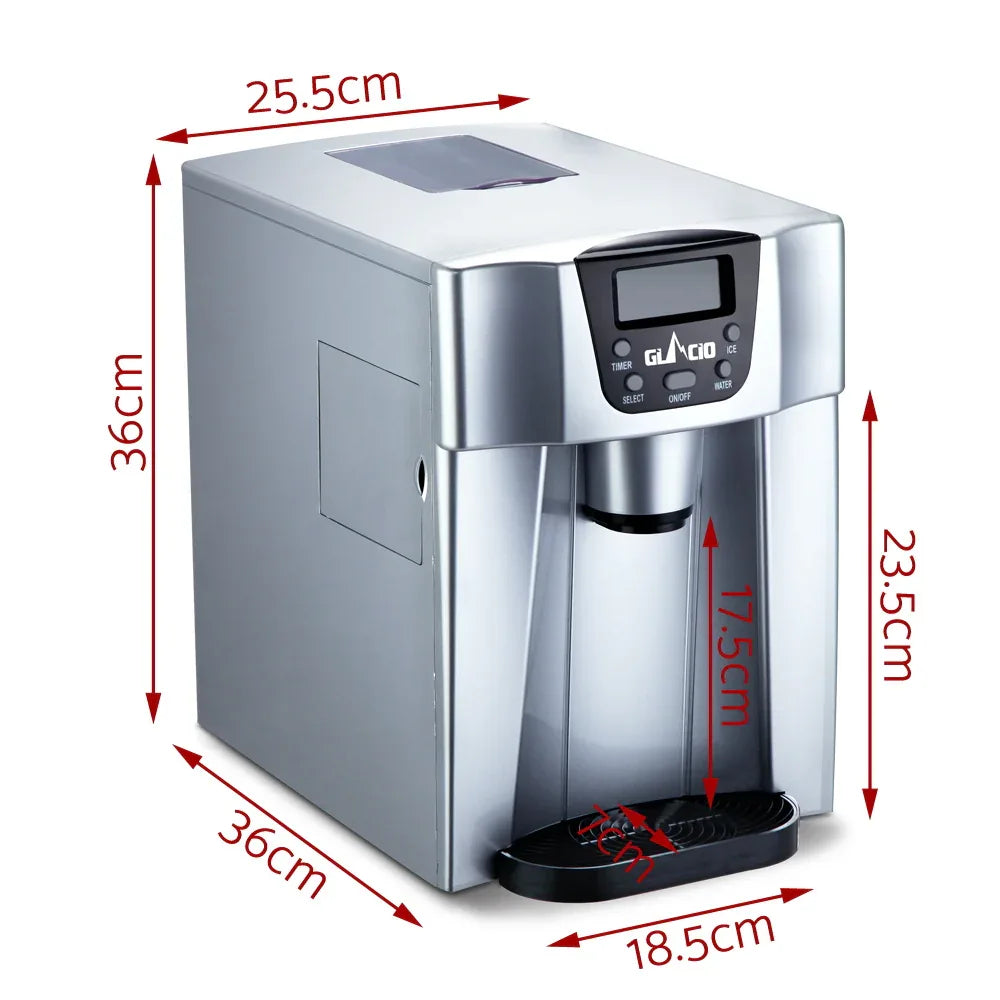 Devanti 2L Portable Ice Cuber Maker & Water Dispenser - Silver - Mekamart Australia