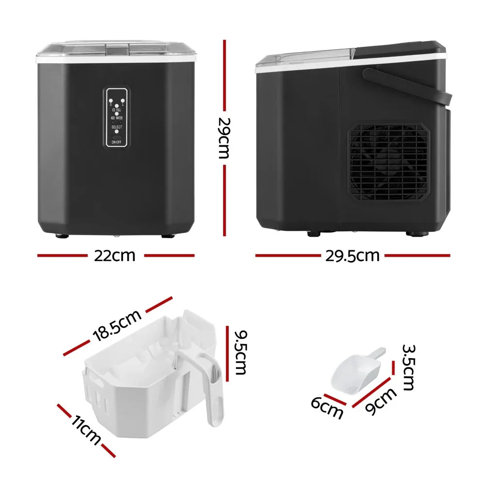 Devanti 12kg Ice Maker Machine 1.3L w/Scoop Holder Black - Mekamart Australia
