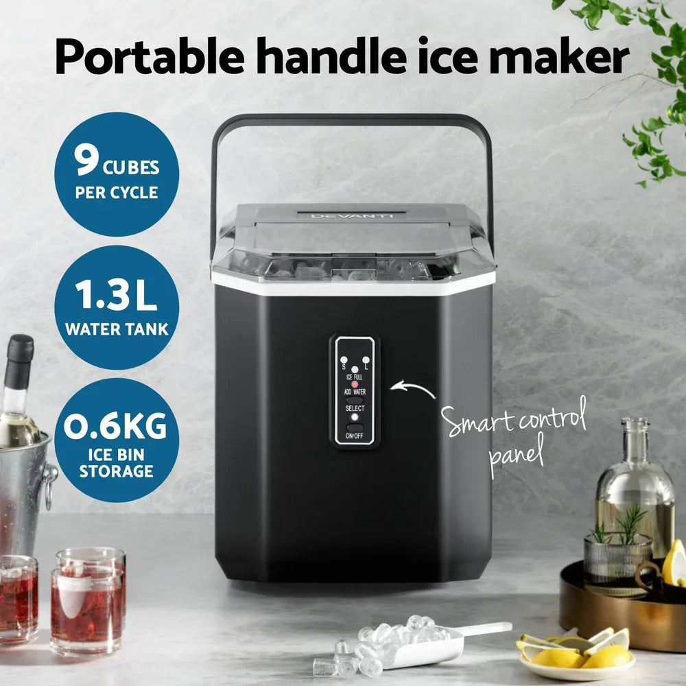 Devanti 12kg Ice Maker Machine 1.3L w/Scoop Holder Black - Mekamart Australia
