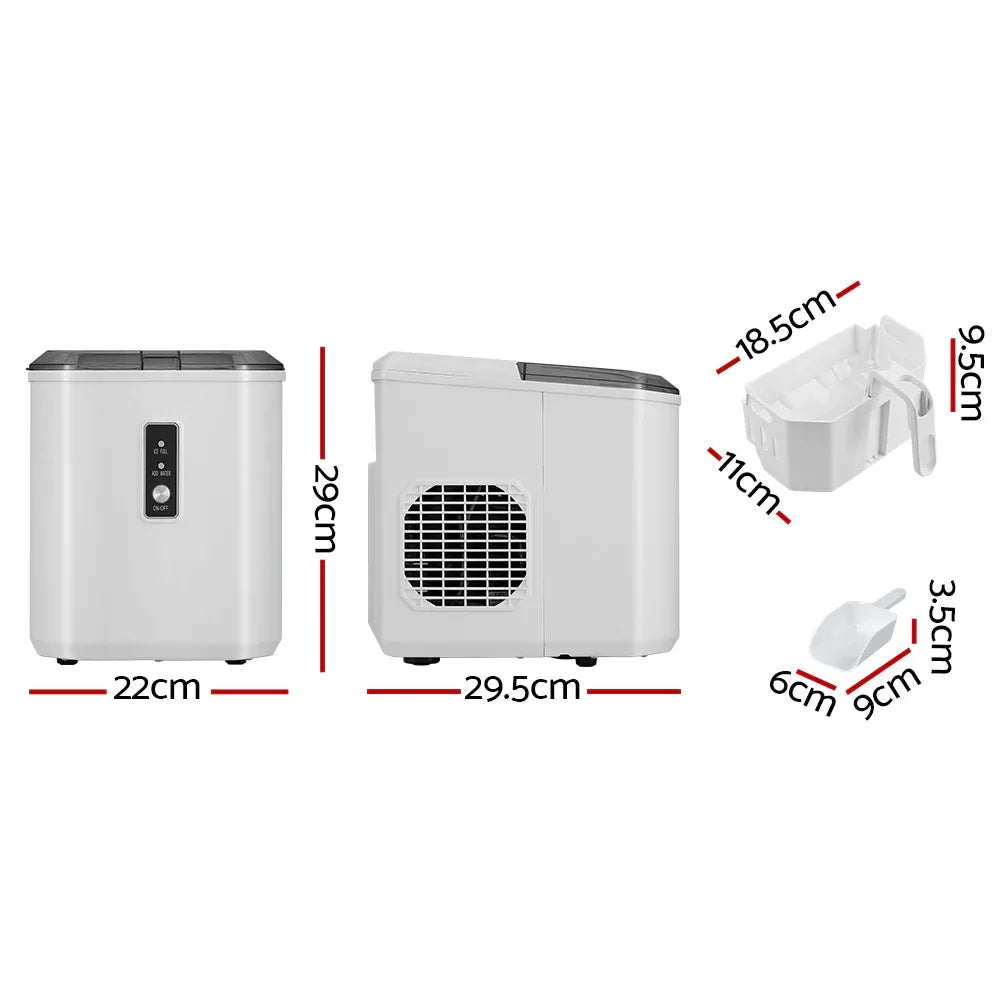Devanti 12kg Ice Maker Machine Portable Ice Cube Tray Bar Countertop 2L Black - Mekamart Australia
