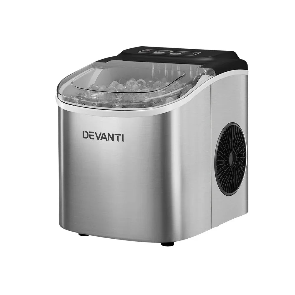 Devanti 12kg Ice Maker Machine w/Self Cleaning Silver - Mekamart Australia