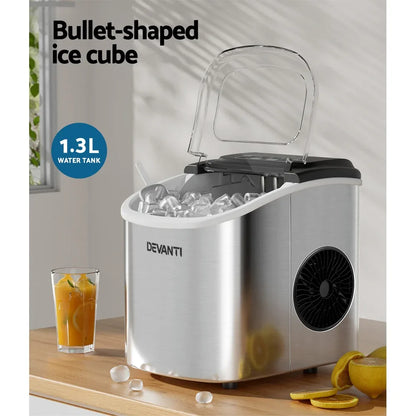 Devanti 12kg Ice Maker Machine w/Self Cleaning Silver - Mekamart Australia