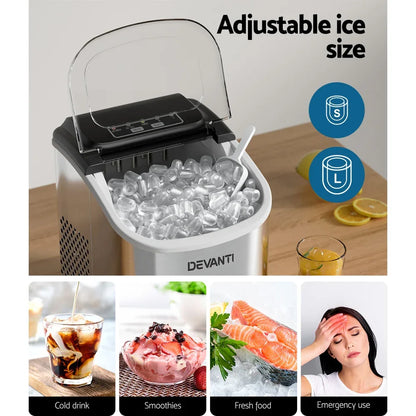 Devanti 12kg Ice Maker Machine w/Self Cleaning Silver - Mekamart Australia
