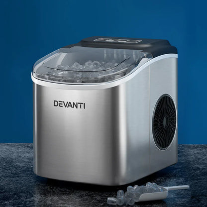 Devanti 12kg Ice Maker Machine w/Self Cleaning Silver - Mekamart Australia