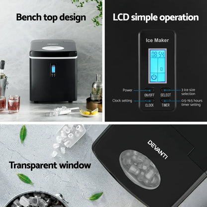 Devanti 15kg Ice Maker Machine Black - Mekamart Australia