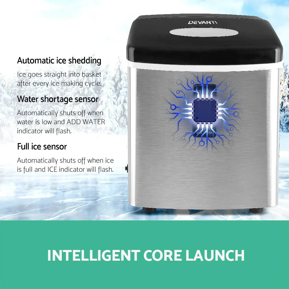 Devanti 15kg Ice Maker Machine Silver - Mekamart Australia