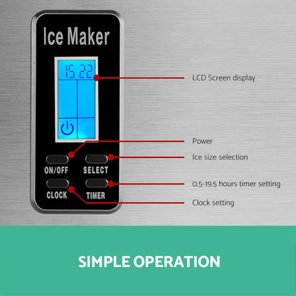 Devanti 15kg Ice Maker Machine Silver - Mekamart Australia