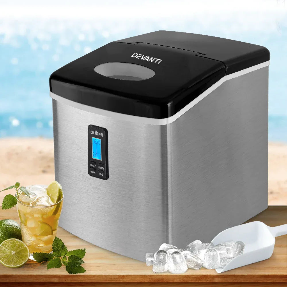 Devanti 15kg Ice Maker Machine Silver - Mekamart Australia