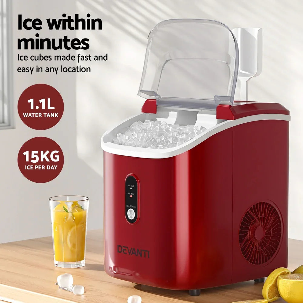 Devanti Ice Maker Machine 15kg Nugget Chewable Ice Cube - Mekamart Australia