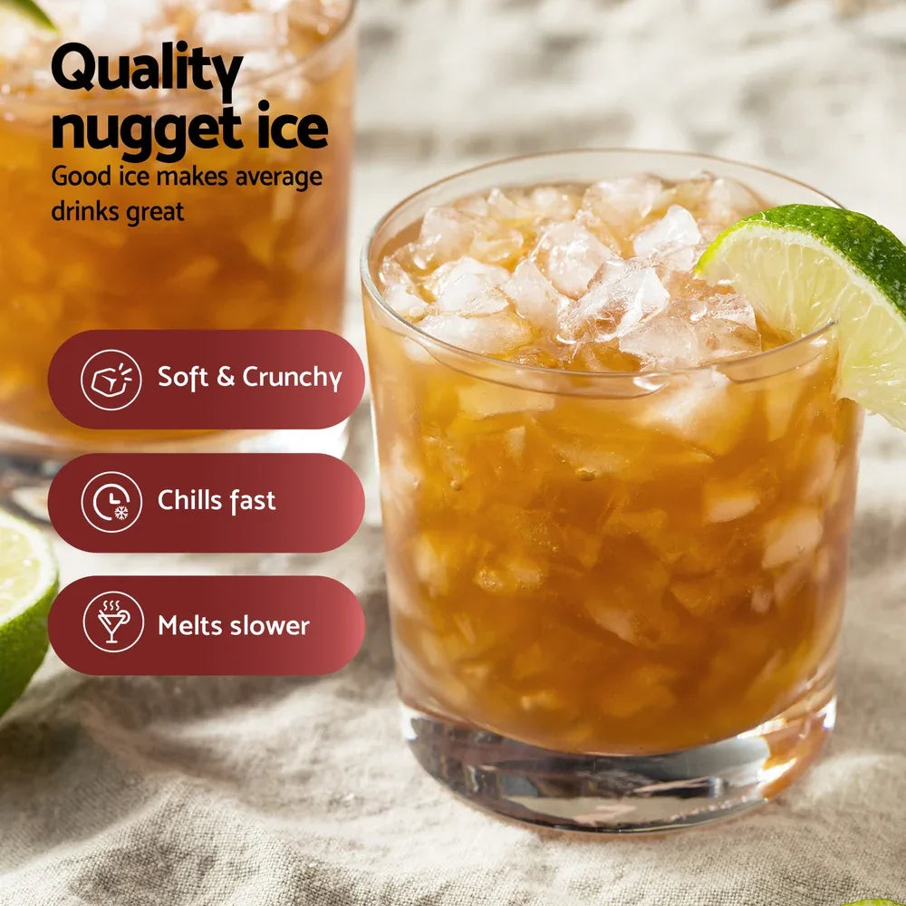 Devanti Ice Maker Machine 15kg Nugget Chewable Ice Cube - Mekamart Australia