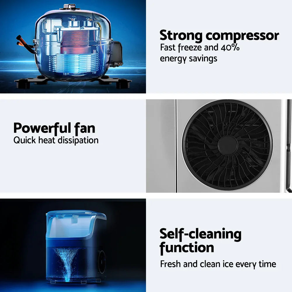 Devanti Ice Maker Machine 15kg Nugget Ice Cube - Mekamart Australia