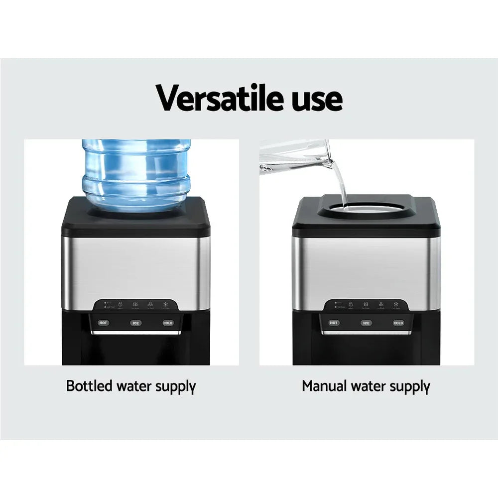 Devanti 20kg 3 in 1 Ice Maker Machine Cold and Hot Water Dispenser 3L Silver - Mekamart Australia