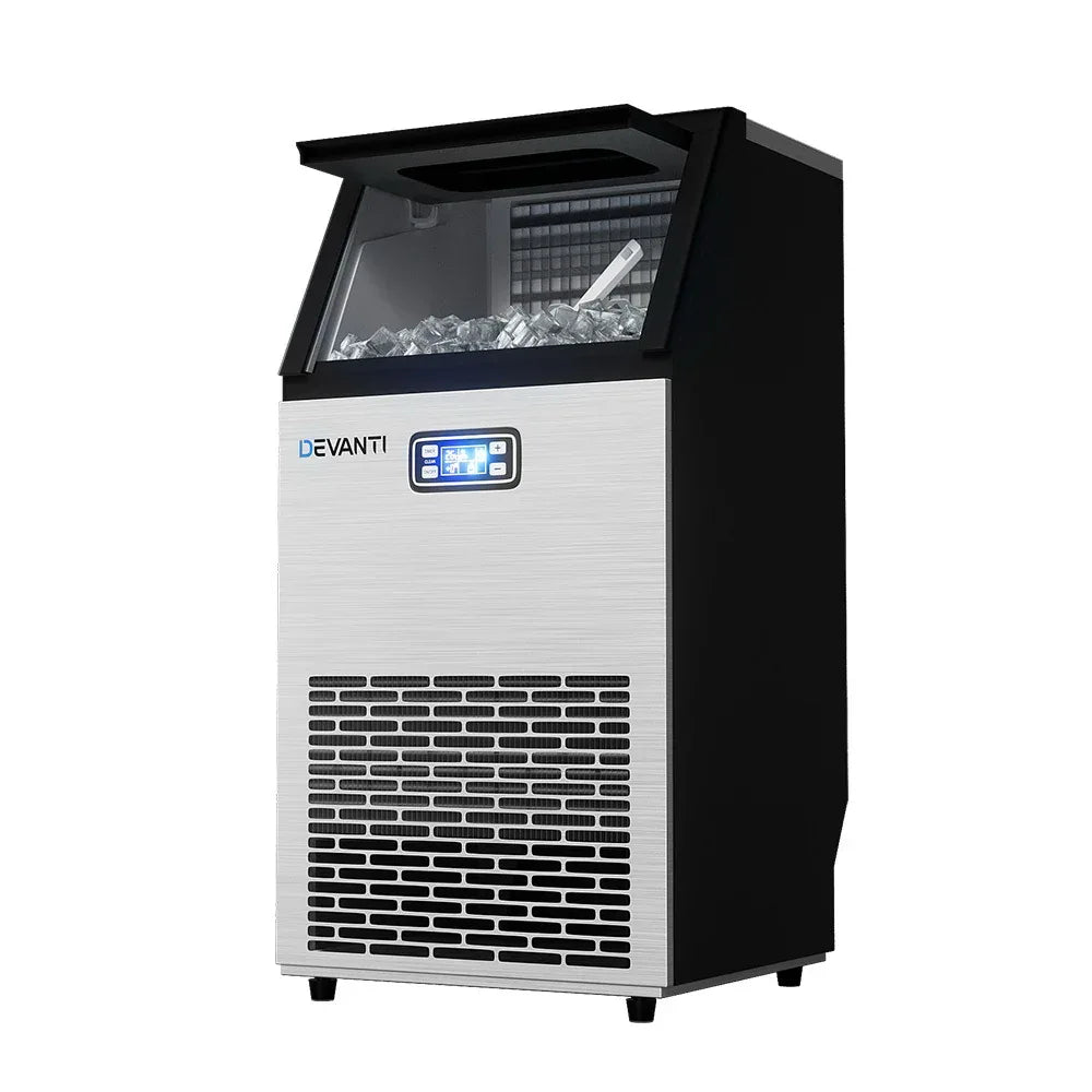 Devanti Commercial Ice Maker Machine 45kg Ice Cube Tray Bar Stainless Steel - Mekamart Australia