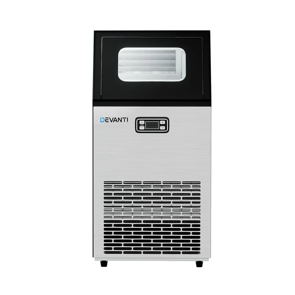 Devanti Commercial Ice Maker Machine 45kg Ice Cube Tray Bar Stainless Steel - Mekamart Australia