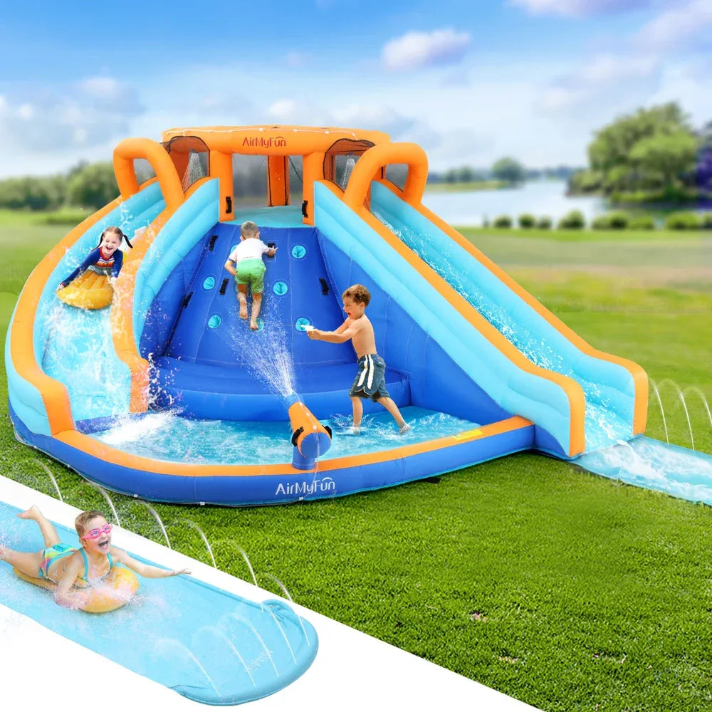 AirMyFun Kids Inflatable Pool Water Double Slide Park Jumping Castle 465X390CM - Mekamart Australia