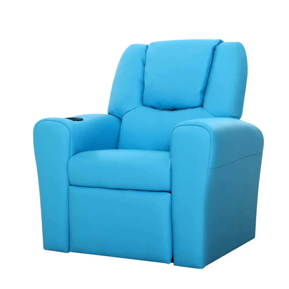 Keezi Kids Recliner Chair PU Leather Sofa Lounge Couch Children Armchair Blue - Mekamart Australia