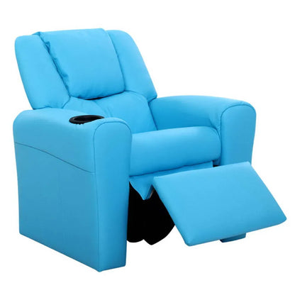 Keezi Kids Recliner Chair PU Leather Sofa Lounge Couch Children Armchair Blue - Mekamart Australia