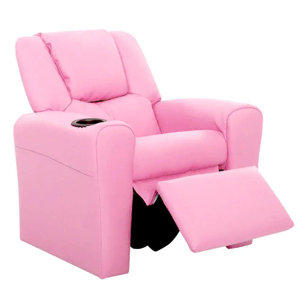 Keezi Kids Recliner Chair PU Leather Sofa Lounge Couch Children Armchair Pink - Mekamart Australia
