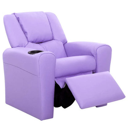 Keezi Kids Recliner Chair Purple PU Leather Sofa Lounge Couch Children Armchair - Mekamart Australia