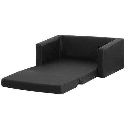 Keezi Kids Sofa 2 Seater Children Flip Open Couch PU Leather Armchair Black - Mekamart Australia