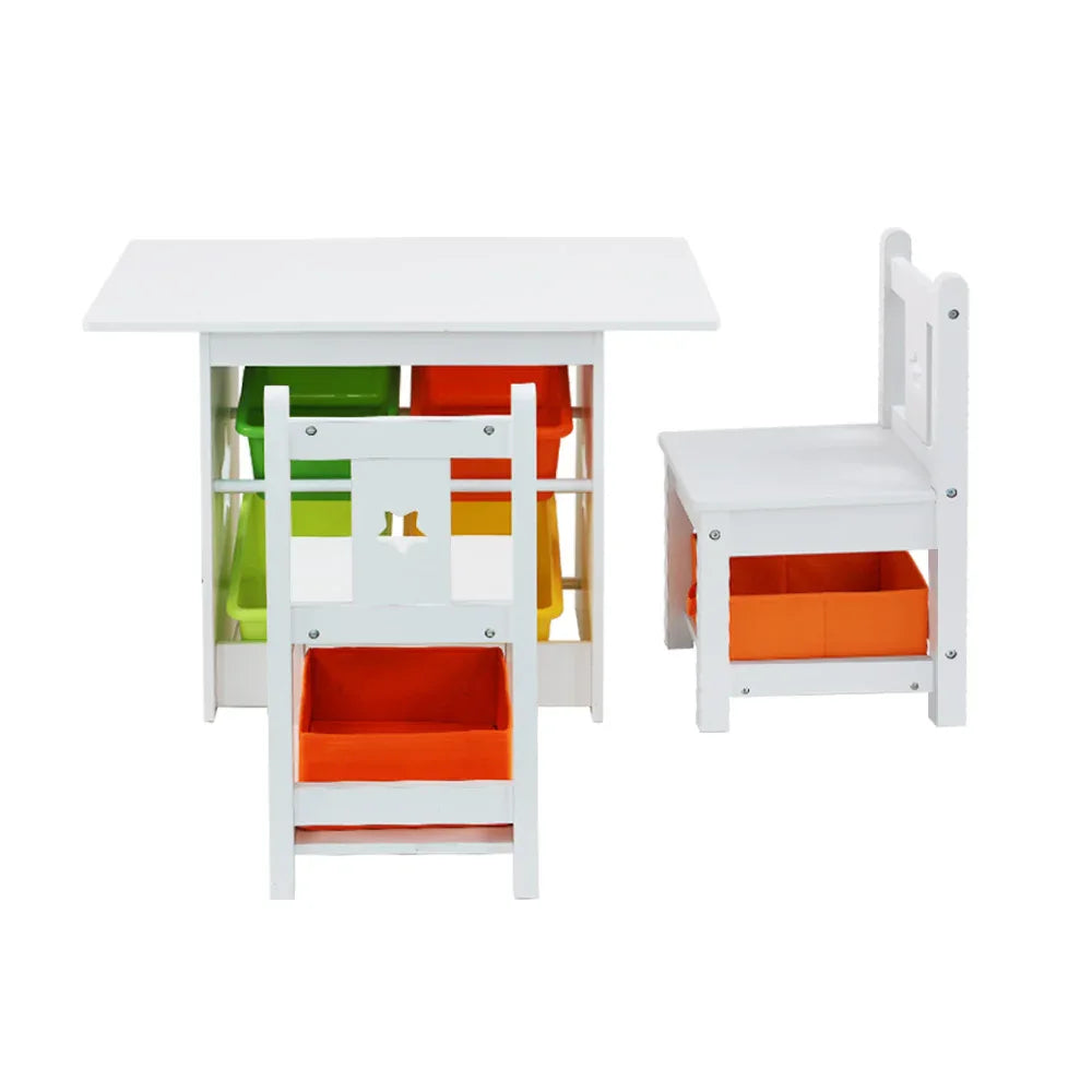 Keezi 3PCS Kids Table and Chairs Set Children Furniture Play Toys Storage Box - Mekamart Australia