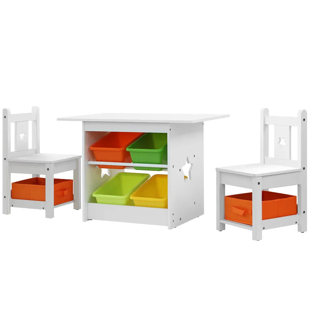 Keezi 3PCS Kids Table and Chairs Set Children Furniture Play Toys Storage Box - Mekamart Australia