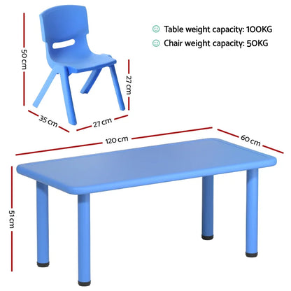 Keezi 5PCS Kids Table and Chairs Set Children Study Desk Furniture Plastic 4 Chairs - Mekamart Australia