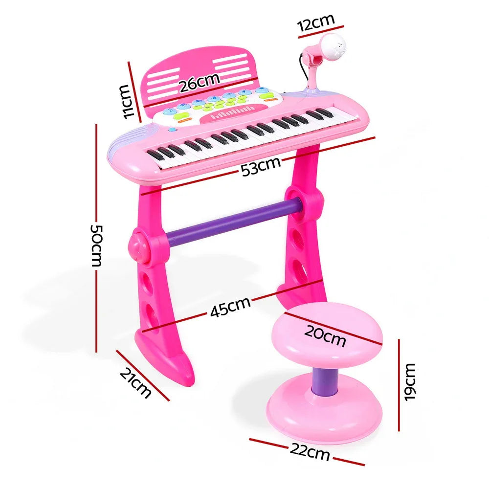 Keezi Kids Piano Keyboard 37 Keys Electronic Musical Instrument Set w/ Stool Microphone - Mekamart Australia