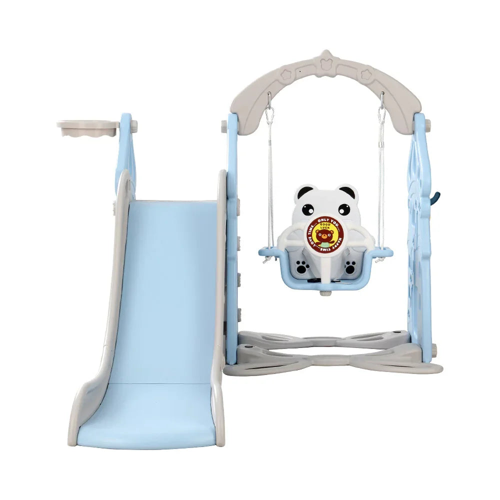 Keezi Kids Slide Swing Set Basketball Hoop Rings Outdoor Playground 170cm Blue - Mekamart Australia