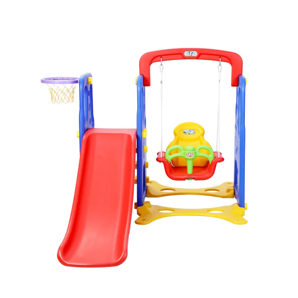 Keezi Kids Slide Swing Set Basketball Hoop Outdoor Playground Toys 120cm Blue - Mekamart Australia