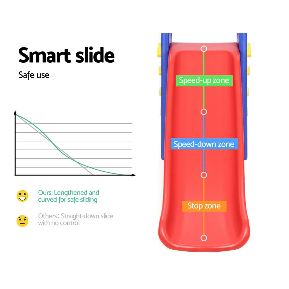 Keezi Kids Slide Swing Set Basketball Hoop Outdoor Playground Toys 120cm Blue - Mekamart Australia