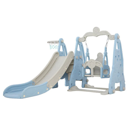 Keezi Kids Slide Swing Set Basketball Hoop Outdoor Playground Toys 170cm Blue - Mekamart Australia