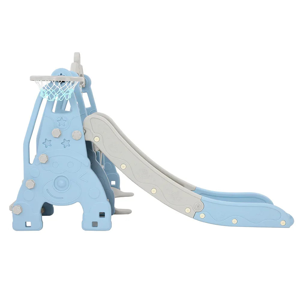 Keezi Kids Slide Swing Set Basketball Hoop Outdoor Playground Toys 170cm Blue - Mekamart Australia