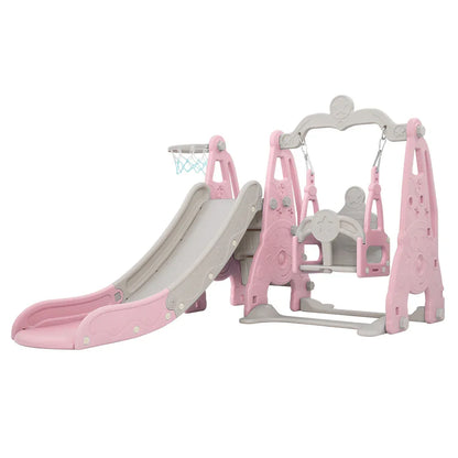 Keezi Kids Slide Swing Set Basketball Hoop Outdoor Playground Toys 170cm Pink - Mekamart Australia
