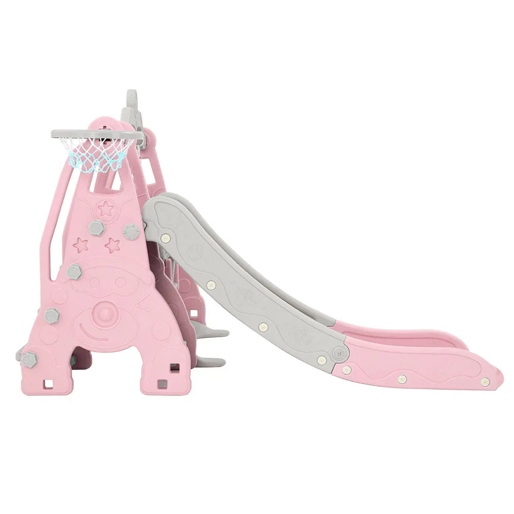 Keezi Kids Slide Swing Set Basketball Hoop Outdoor Playground Toys 170cm Pink - Mekamart Australia