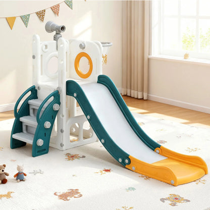 Keezi Kids Slide Set Basketball Hoop Outdoor Playground Outdoor Toys Telescope Storage - Mekamart Australia