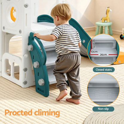 Keezi Kids Slide Set Basketball Hoop Outdoor Playground Outdoor Toys Telescope Storage - Mekamart Australia