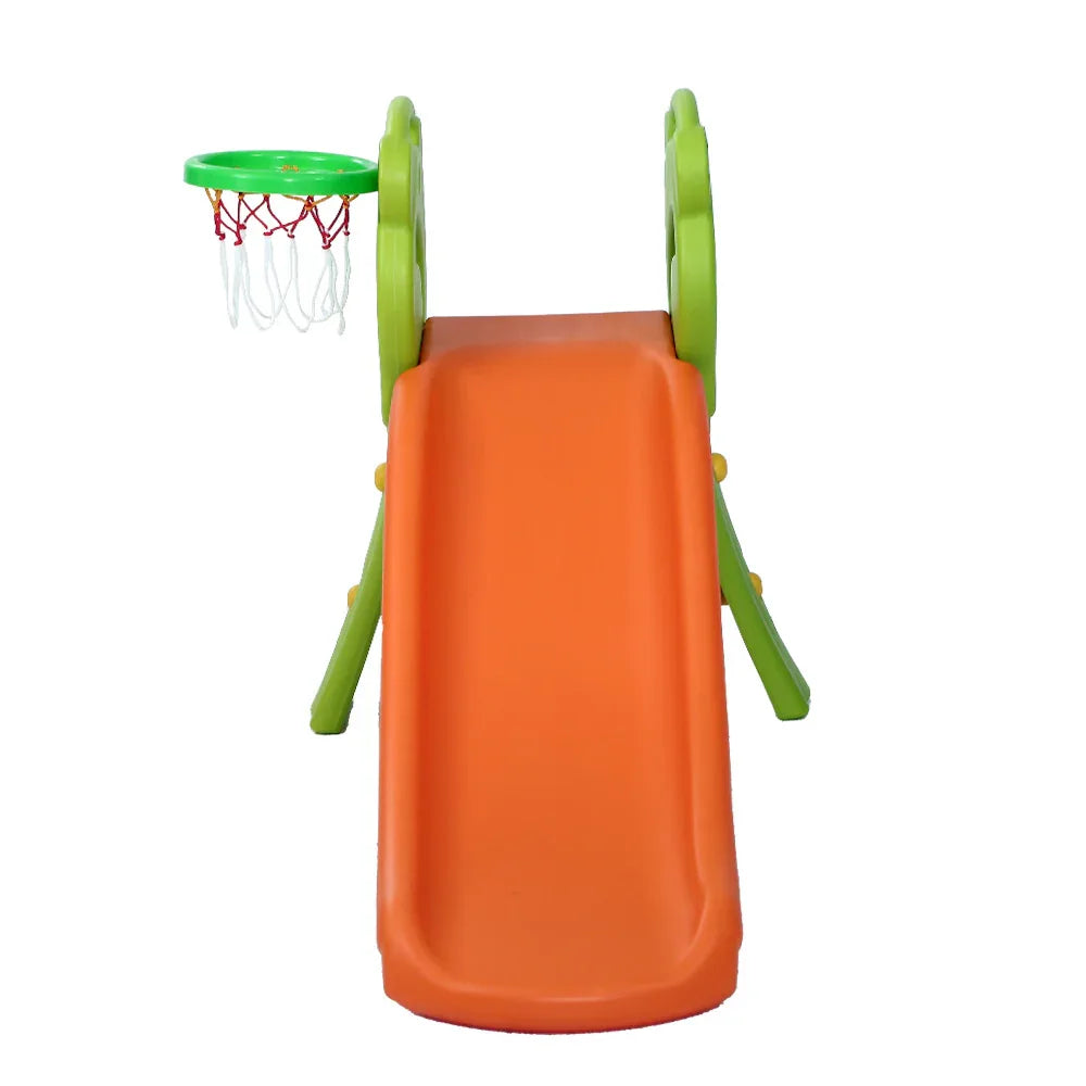 Keezi Kids Slide Set Basketball Hoop Indoor Outdoor Playground Toys 100cm Orange - Mekamart Australia