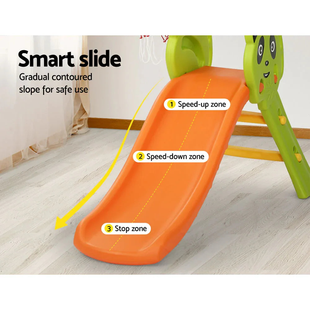 Keezi Kids Slide Set Basketball Hoop Indoor Outdoor Playground Toys 100cm Orange - Mekamart Australia