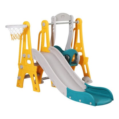 Keezi Kids Slide Swing Set Basketball Outdoor Toys Adjustable Height 140cm Green - Mekamart Australia