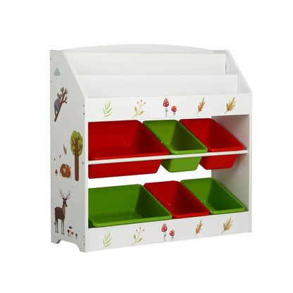 Keezi 3 Tiers Kids Bookshelf Storage Children Bookcase Toy Box Organiser Rack 6 Bins - Mekamart Australia