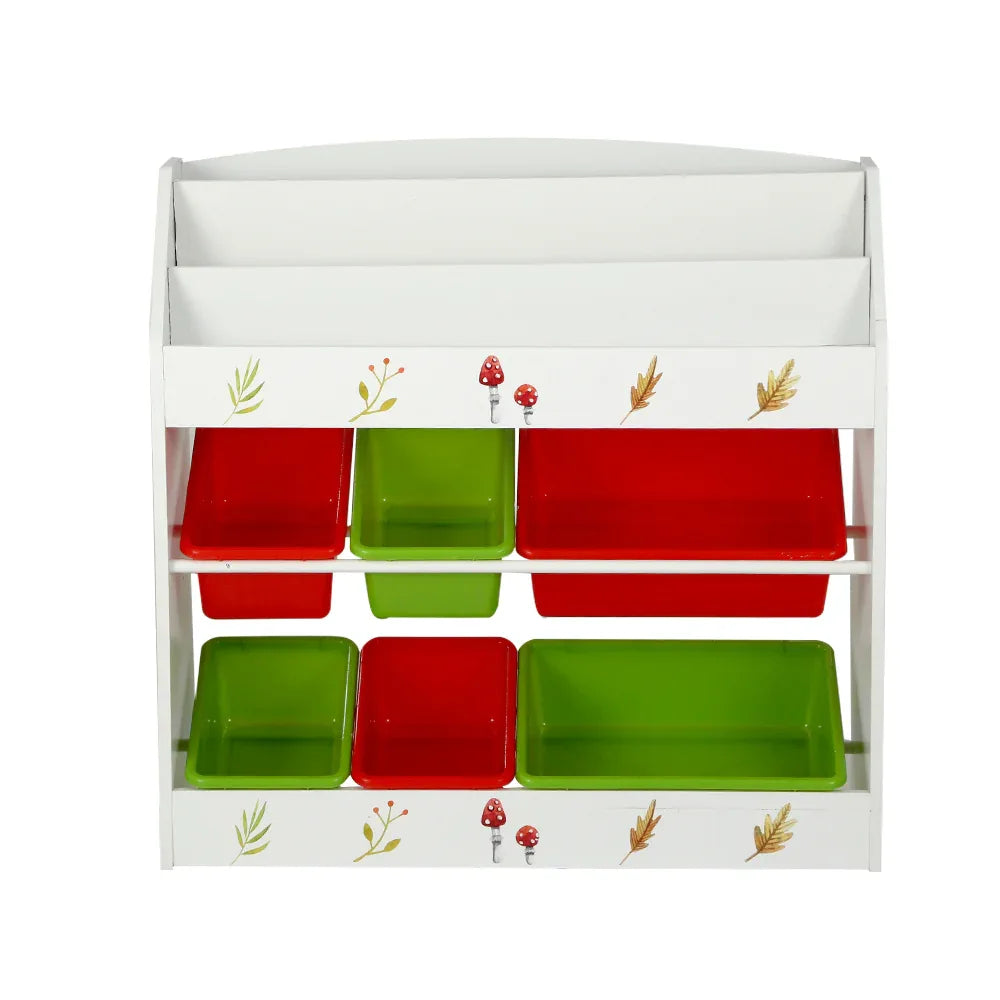 Keezi 3 Tiers Kids Bookshelf Storage Children Bookcase Toy Box Organiser Rack 6 Bins - Mekamart Australia