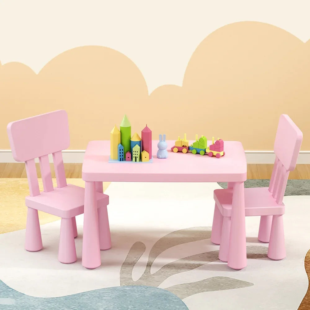 1 Keezi Kids Table and 2 Chairs Set Pink - Mekamart Australia