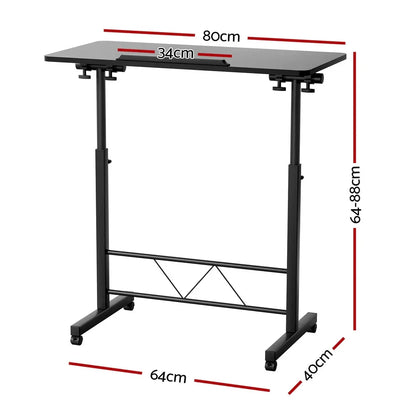 Artiss Laptop Desk Table Height Adjustable Wooden Bed Side Tables 80CM Black - Mekamart Australia