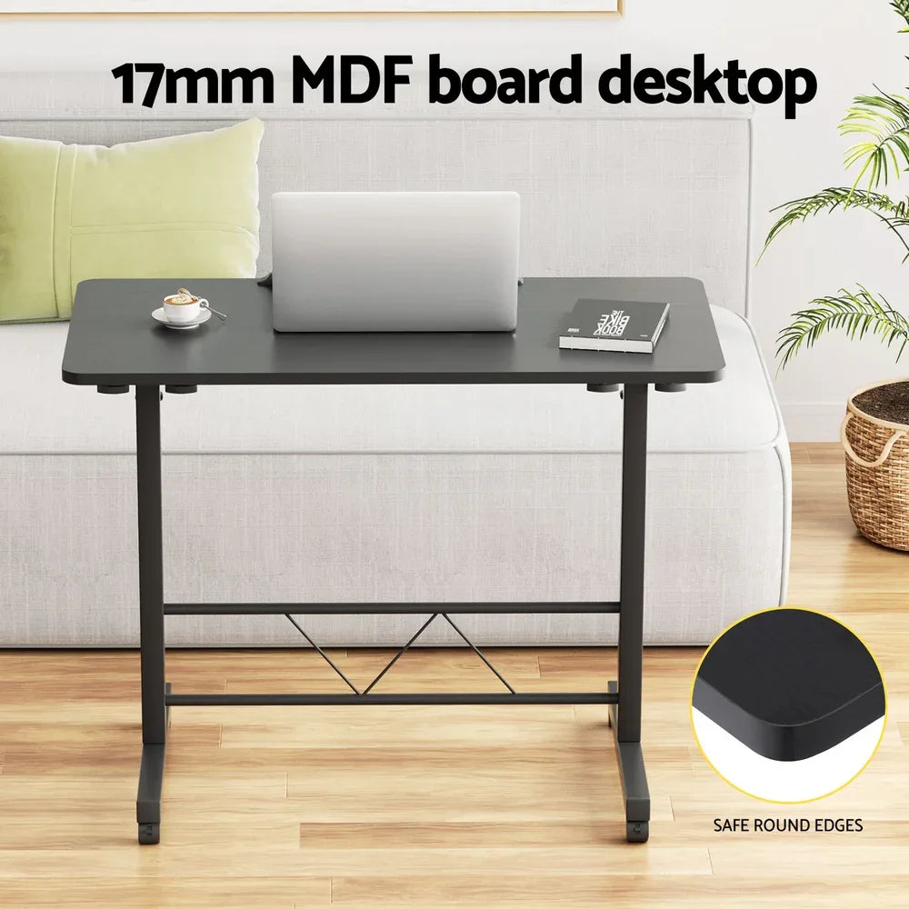 Artiss Laptop Desk Table Height Adjustable Wooden Bed Side Tables 80CM Black - Mekamart Australia