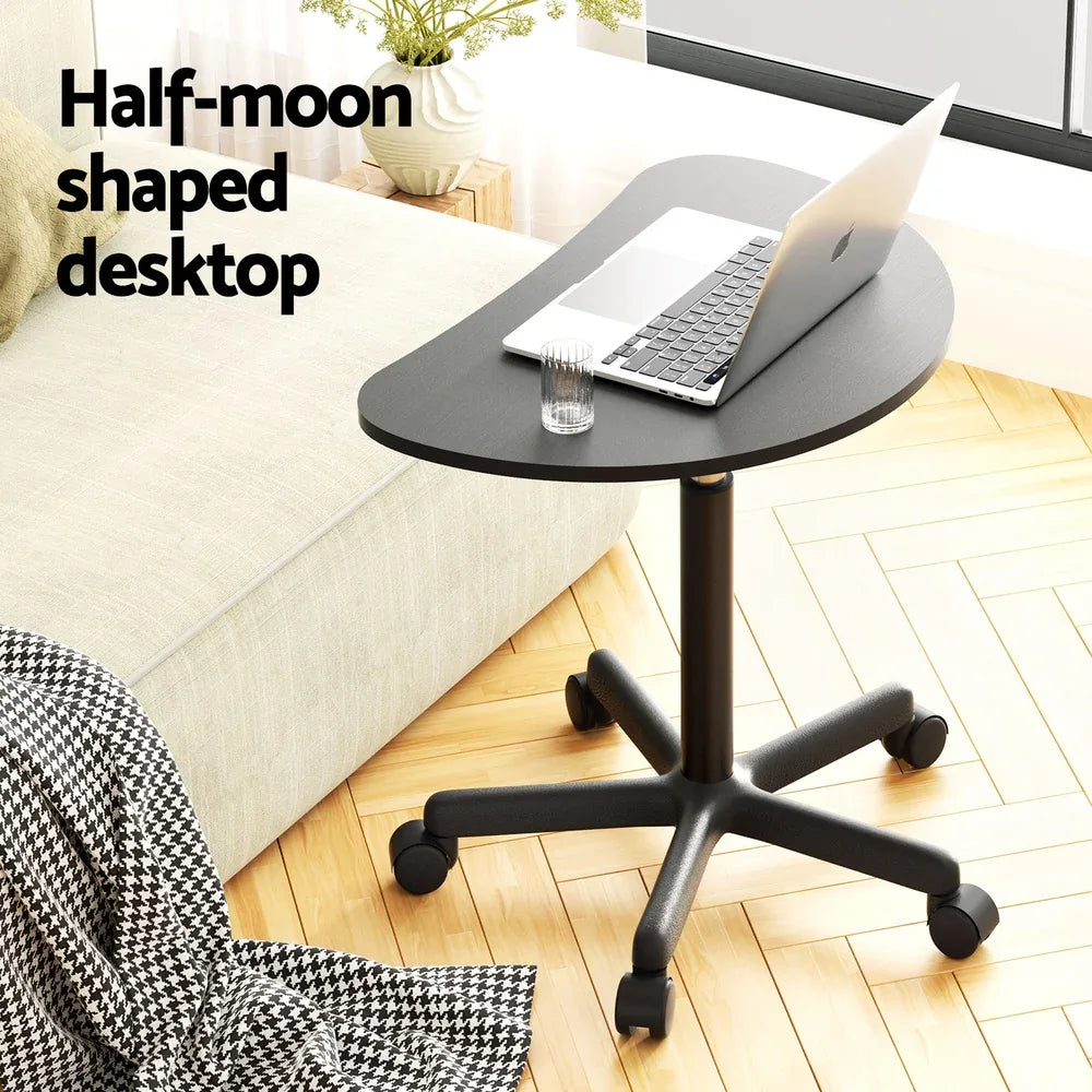 Artiss Laptop Desk Portable Height Adjustable Table Caster Wheels 60CM Black - Mekamart Australia