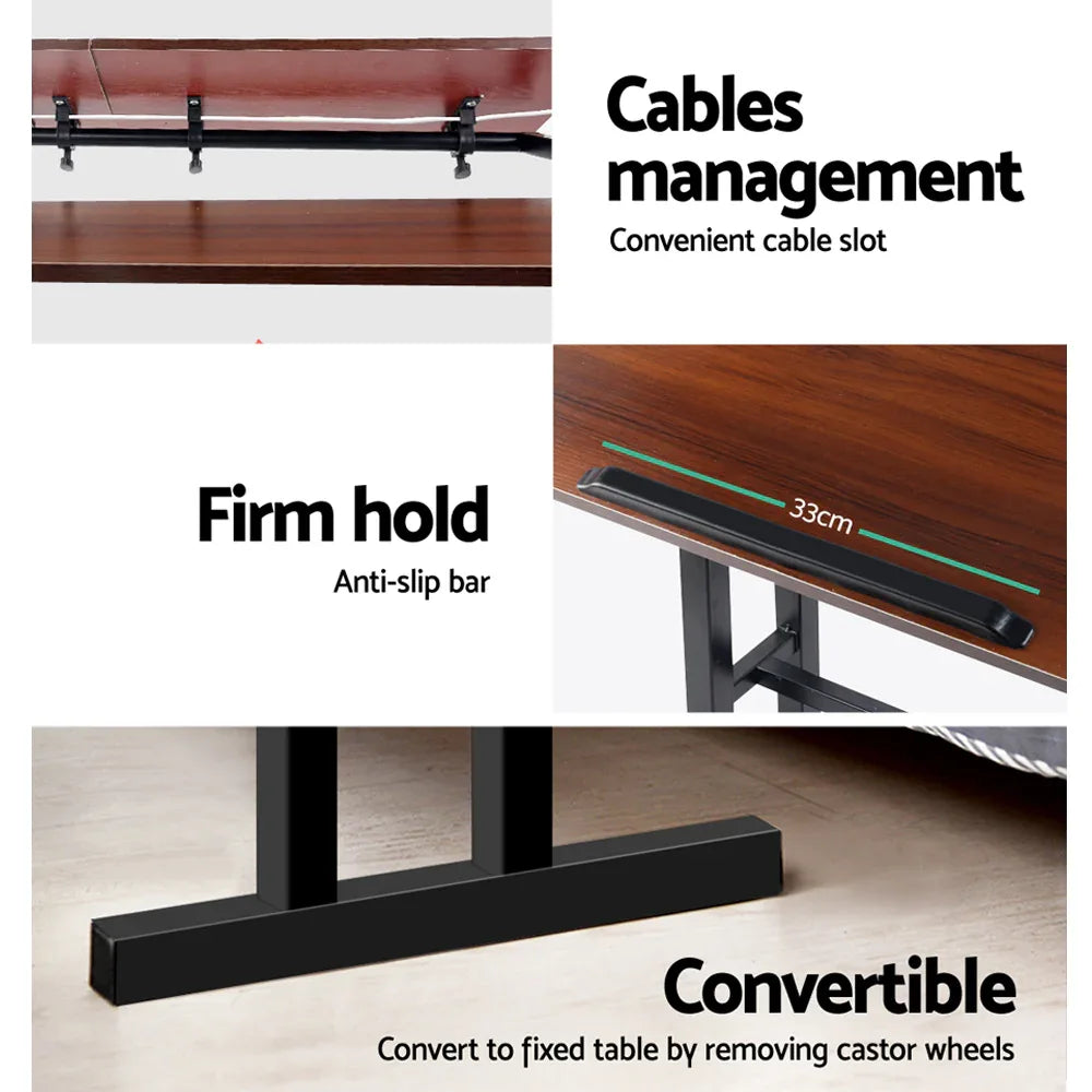 Artiss Laptop Desk Table Adjustable Dark Wood 80CM - Mekamart Australia
