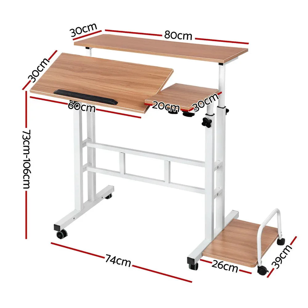 Artiss Laptop Desk Table Adjustable Light Wood 80CM - Mekamart Australia