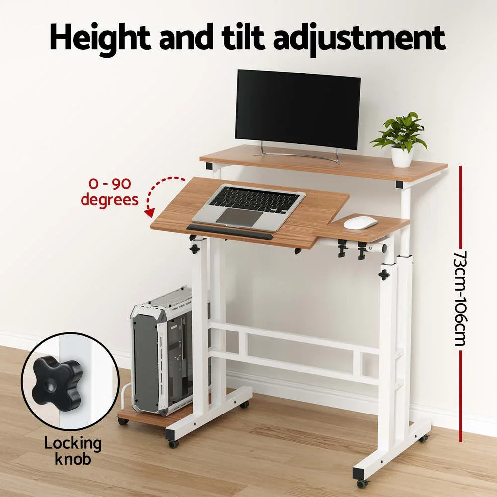 Artiss Laptop Desk Table Adjustable Light Wood 80CM - Mekamart Australia