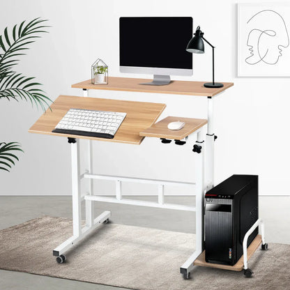 Artiss Laptop Desk Table Adjustable Light Wood 80CM - Mekamart Australia